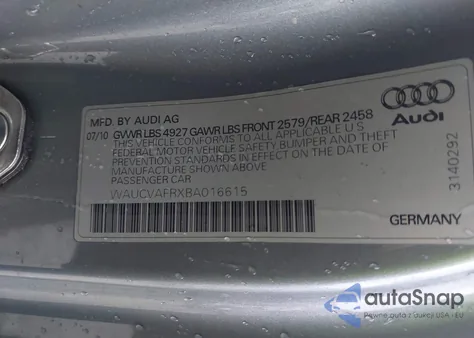 2011 Audi S5 4.2 Premium Plus из США, поврежденный, VIN WAUCVAFRXBA016615